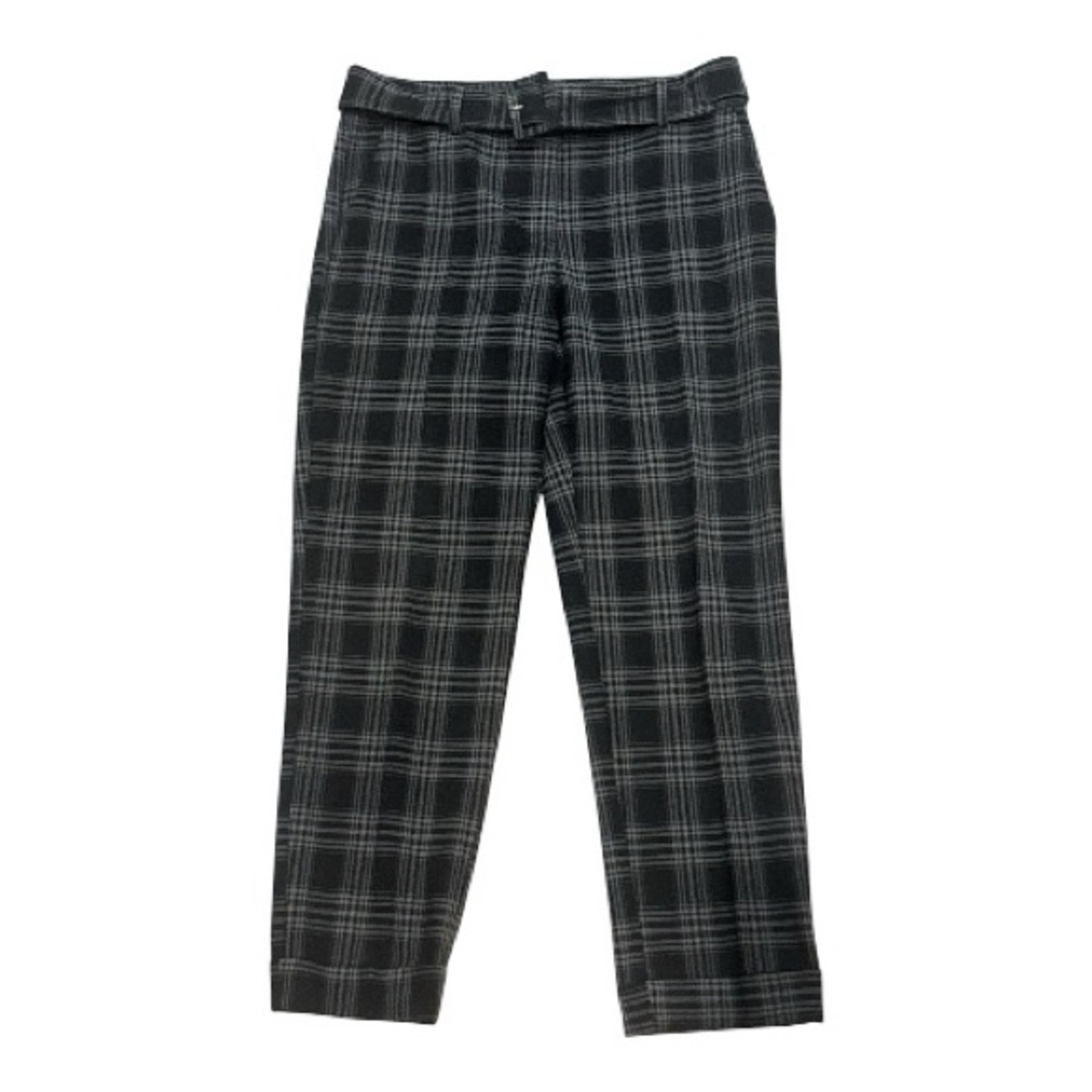 Loft Devlin Black and Gray Plaid Belted Pants - Size 2P